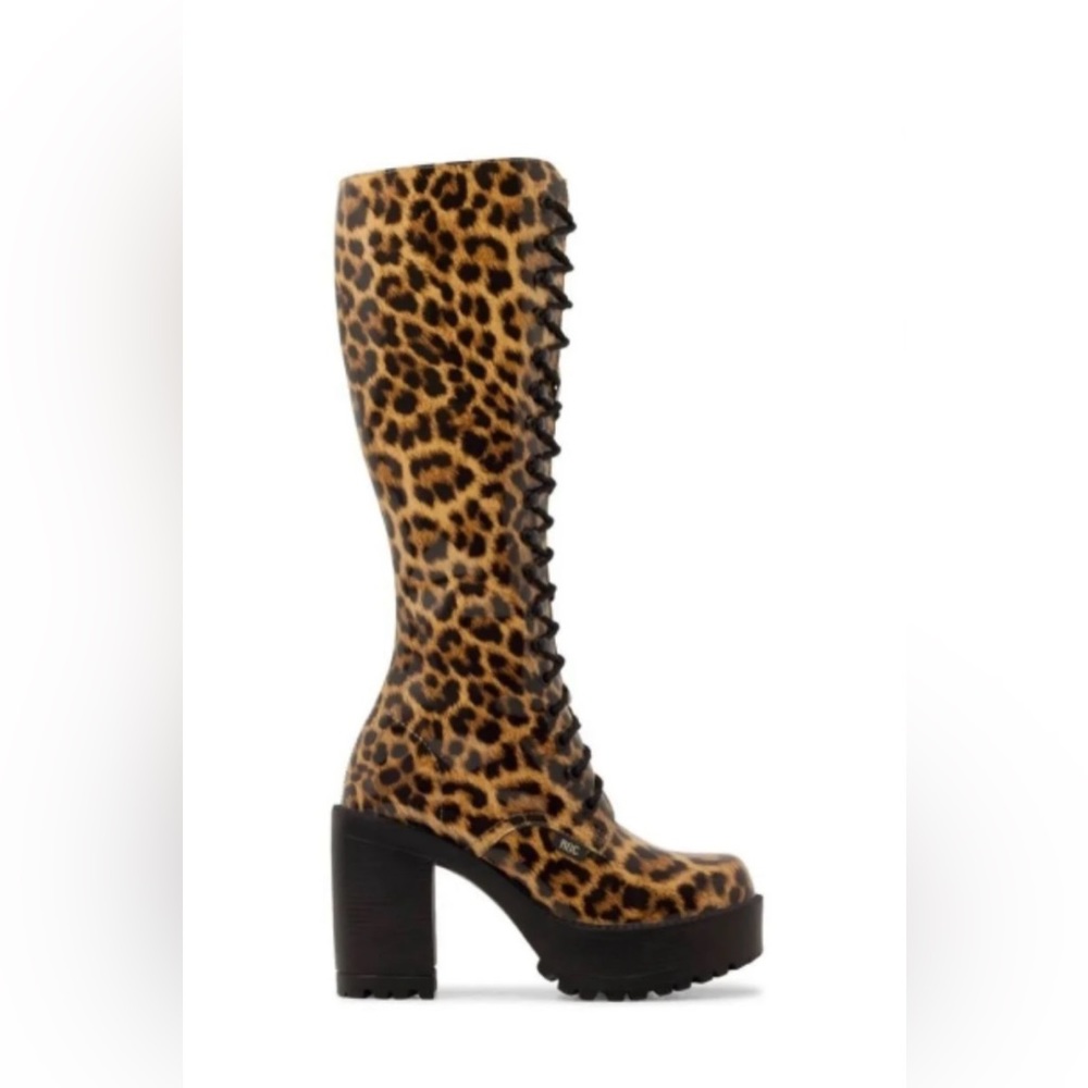 Dolls Kill NWT ROC LASH LEOPARD BOOTS.